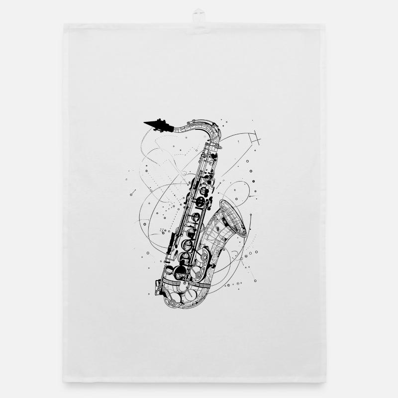 Saxophone Drawing Organic dish towel