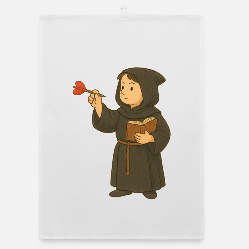 Monk playing darts Organic dish towel
