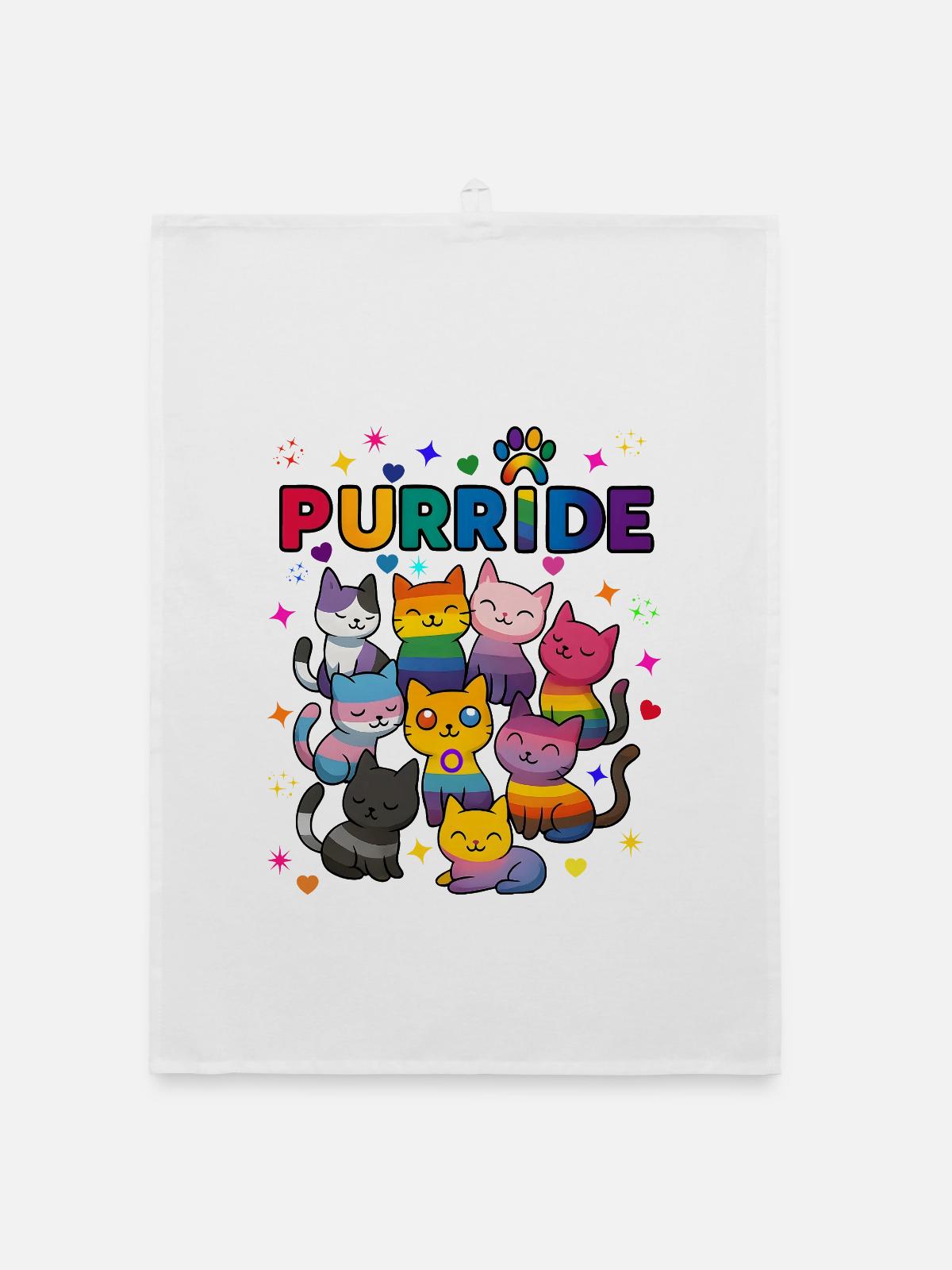Purride Chats LGBT - Torchon bio - blanc - Devant