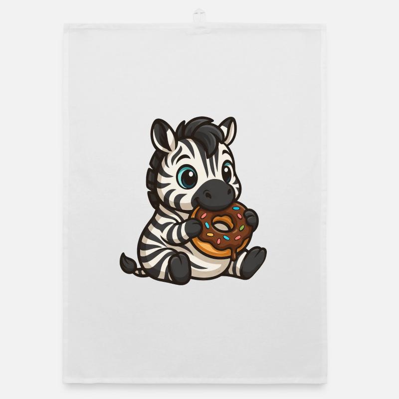 Süßes Zebra isst einen Donut mit Schokolade Organic Geschirrtuch