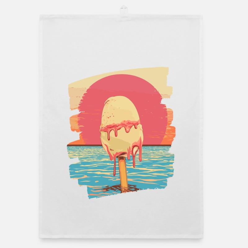 Glace et boule de glace coucher de soleil d’été Torchon bio