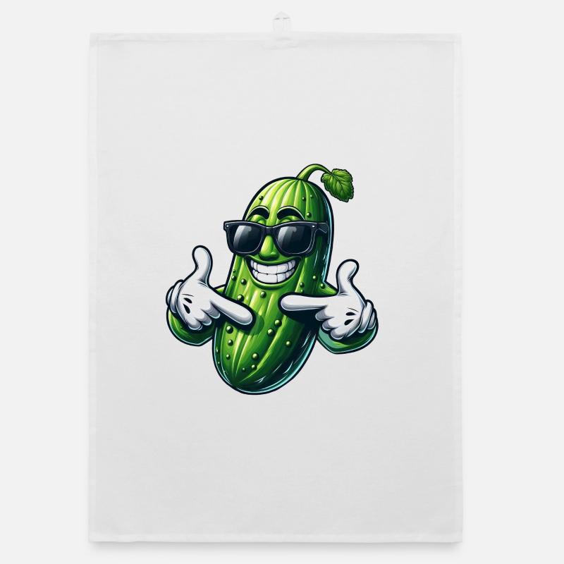 Coole Gurke mit Sonnenbrille Sommerstyle Eitelkeit Organic Geschirrtuch