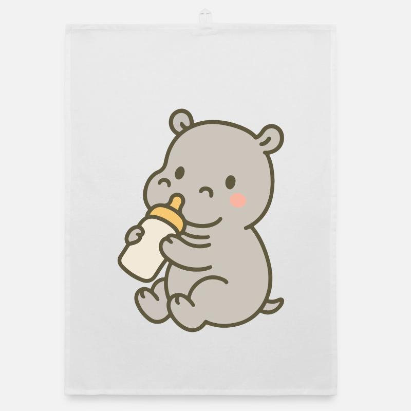 Flusspferdchen mit Fläschchen Organic Geschirrtuch