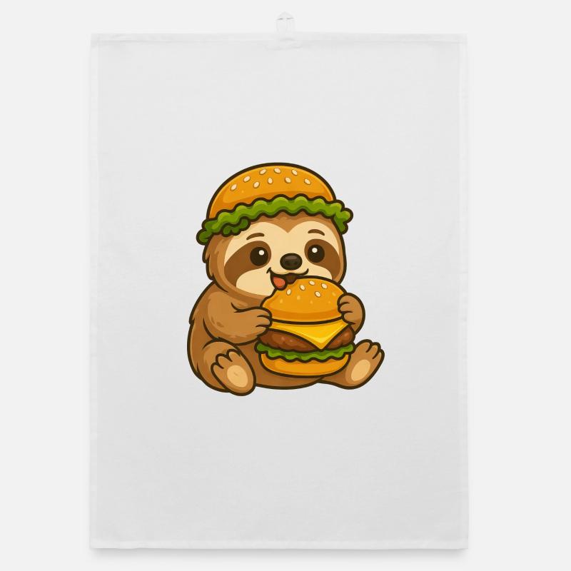 Cute Sloth Hamburger Cheeseburger Whimsical Organic dish towel