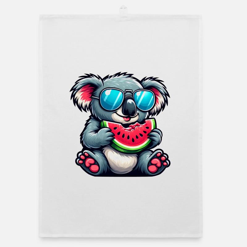 Mignon Koala pastèque d’été dessin animé fruit Torchon bio