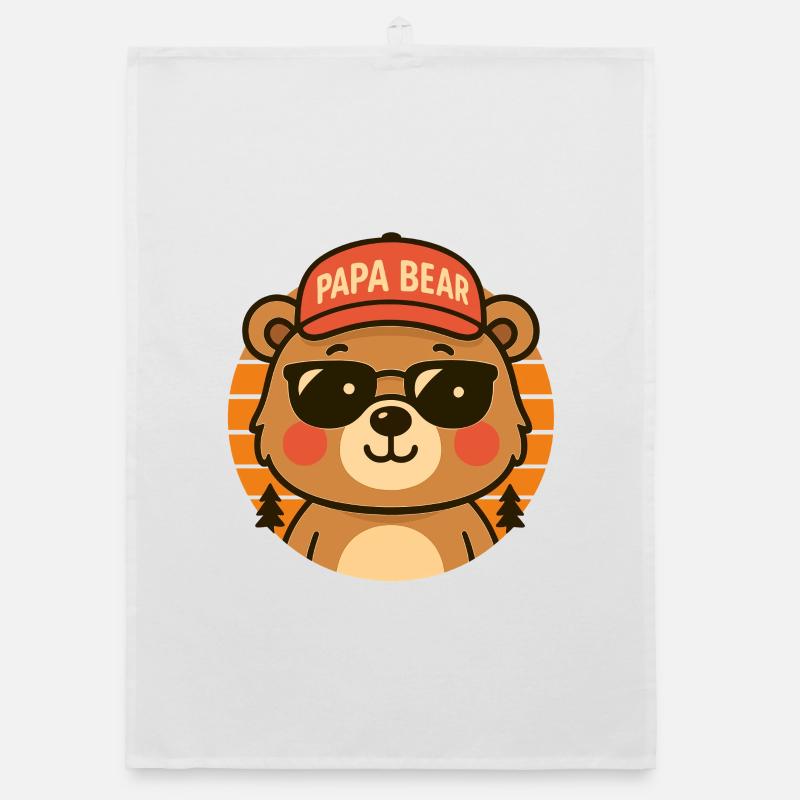 Papa Bear Cuddly Bear Daddy Retro Organic dish towel