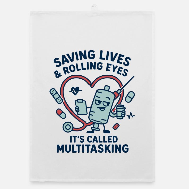 Multitasking Rettungsherz Design Organic Geschirrtuch