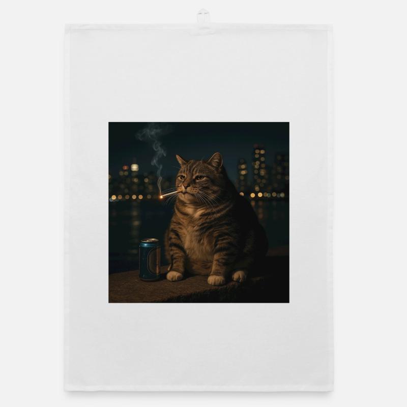 Funny Smoking Cat Meme Stupid Brainrot  Organic dish towel
