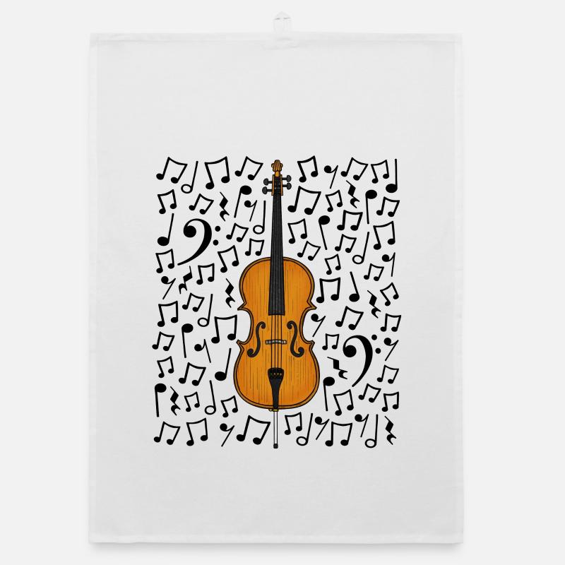 Cello Musical Notes Cellist String Musician Organic dish towel