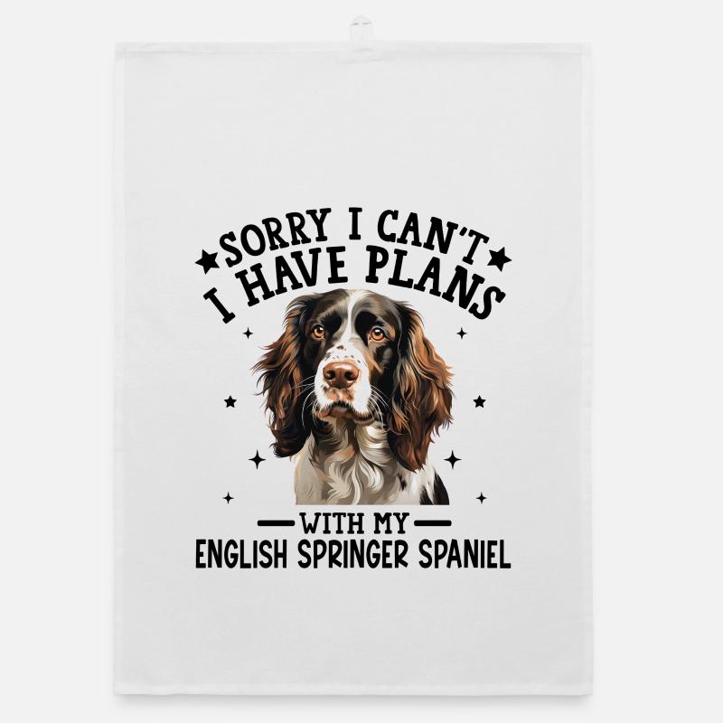 Elegant Springer Spaniel Portrait Design Organic dish towel
