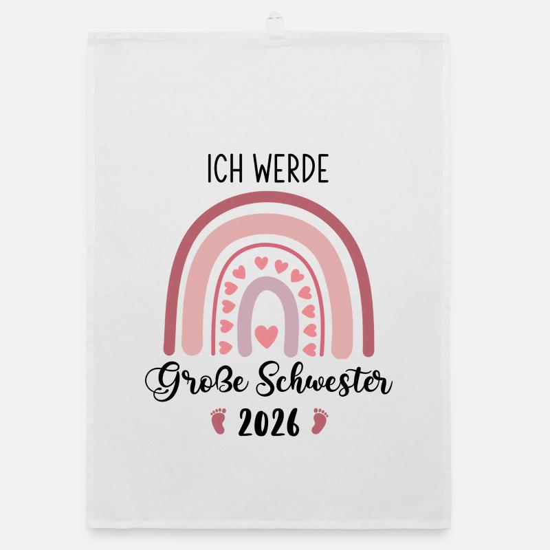 Ich Werde Große Schwester 2026 Regenbogen Organic Geschirrtuch