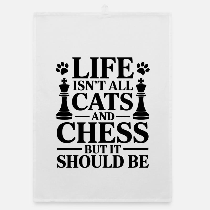 Chess Saying Chess Player Cat Chess Gift Organic dish towel