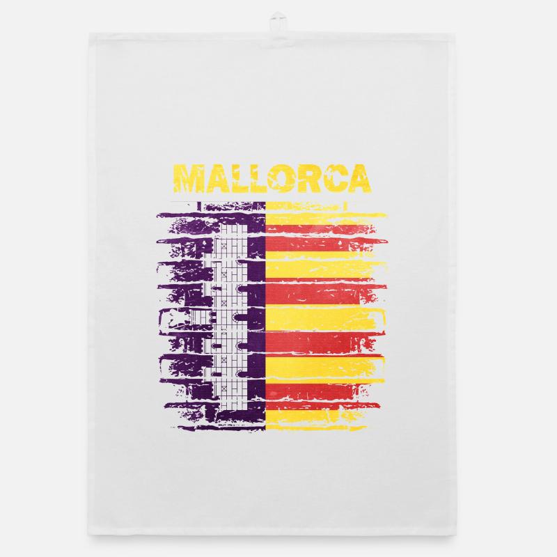 Mallorca skyline with Spanish flag Organic dish towel