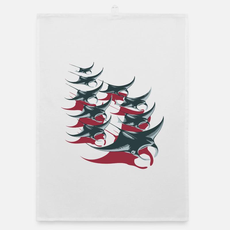 Manta Ray School – Elegant Underwater World Organic dish towel