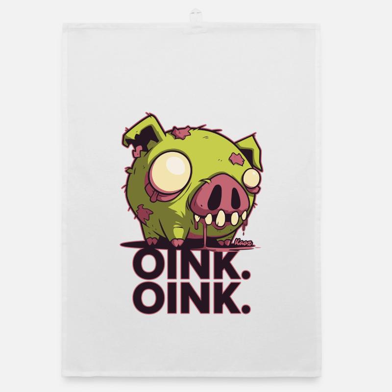 Conception de dessin animé de cochon zombie effrayant Torchon bio