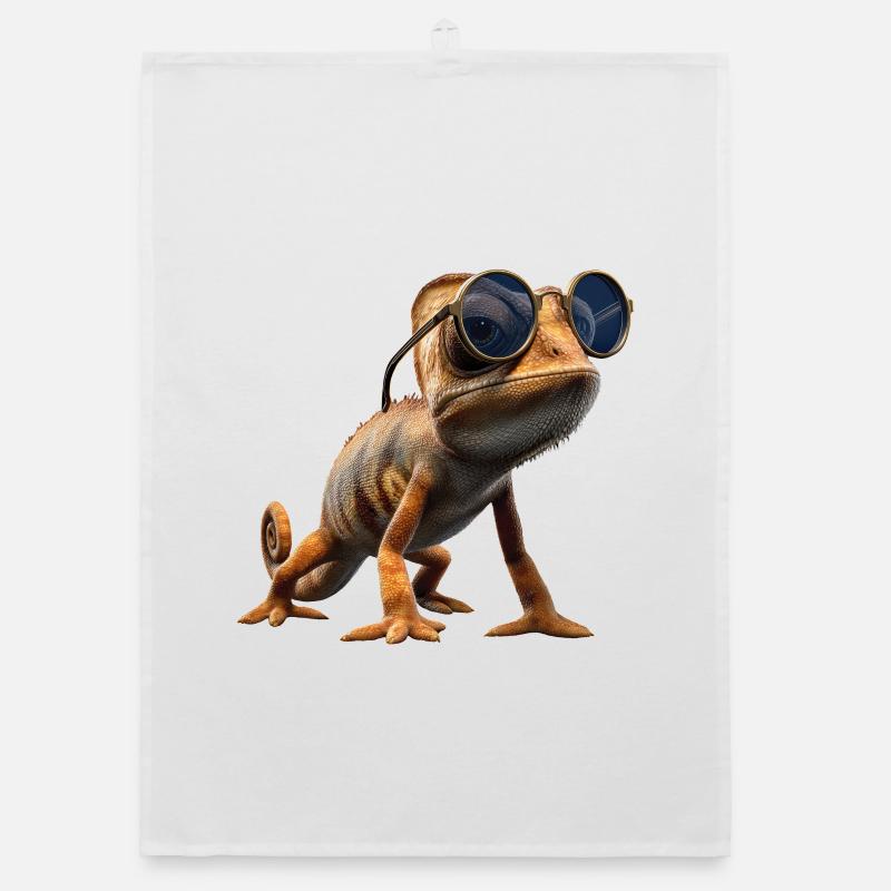 Chamäleon Echse Reptil Chameleon Leguan Eidechse Organic Geschirrtuch