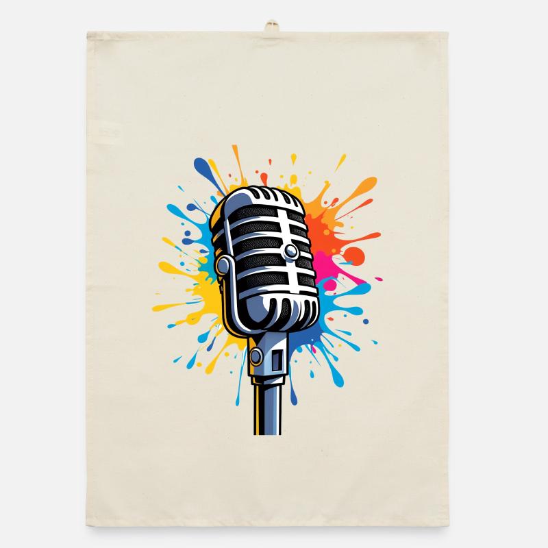 Impression artistique de microphone avec explosion de couleurs Torchon bio