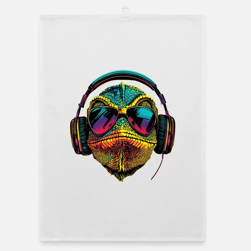 Chamäleon Echse Reptil Chameleon Leguan Eidechse Organic Geschirrtuch