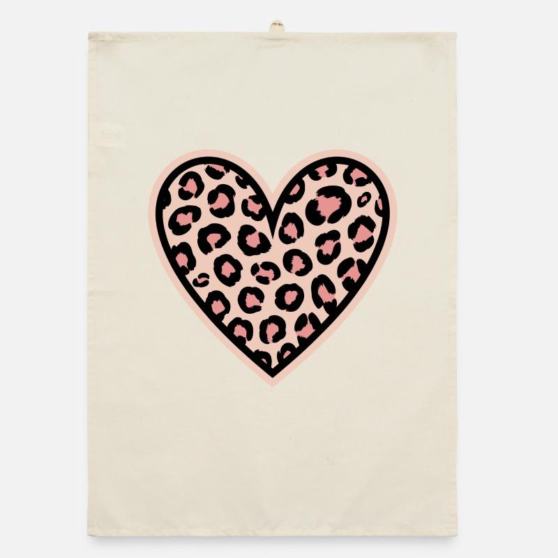 Leopard Herzmuster Organic Geschirrtuch