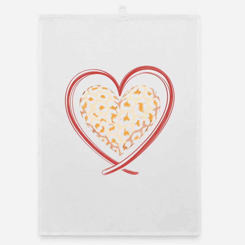 Leopard print heart leopard Organic dish towel