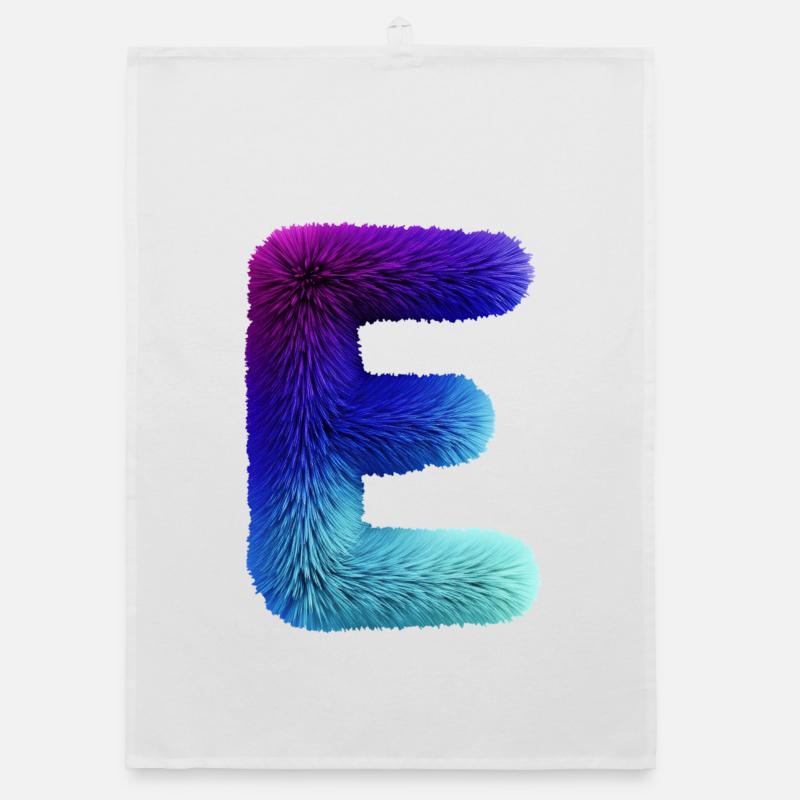 Letter E fur effect | Gradient purple blue Organic dish towel