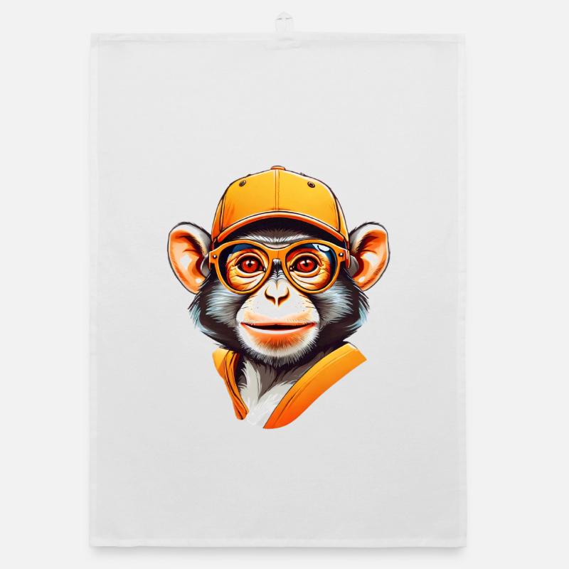 Cool Affe mit Cap und Brille Organic Geschirrtuch