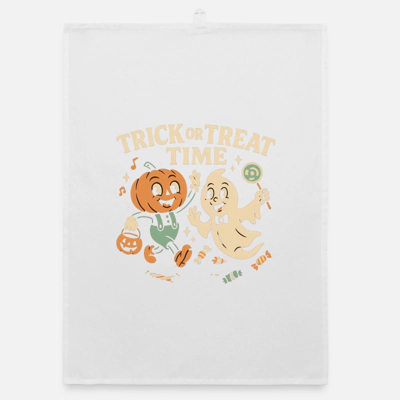 Pumpkin and Ghost Halloween Costume Design Organic dish towel