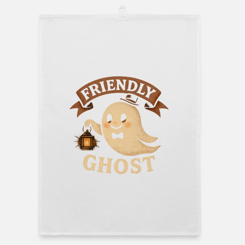 Friendly Ghosts Illustration Organic dish towel