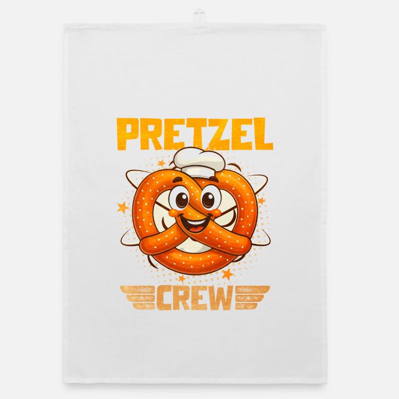 Bretzel Pretzel Bäcker mit Lächeln - Organic Geschirrtuch - Weiß