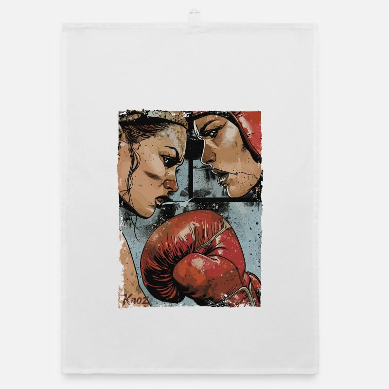 Intense Boxer Clash Artwork Organic dish towel