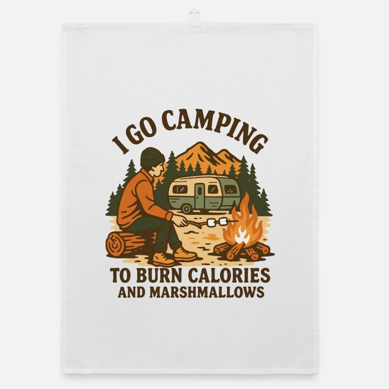 Camping for Marshmallows Fun Camping Design Organic dish towel