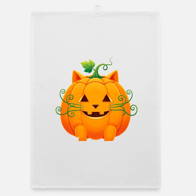 Cat Pumpkin Halloween Design Organic dish towel