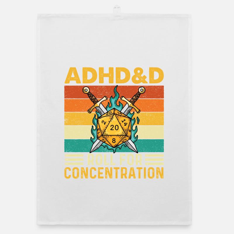 ADHD&D Roll For Concentration Funny RPG Gamer  Organic dish towel