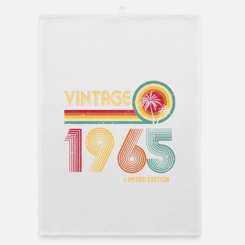 Retro 70s Gradient Number Design - Organic dish towel - white