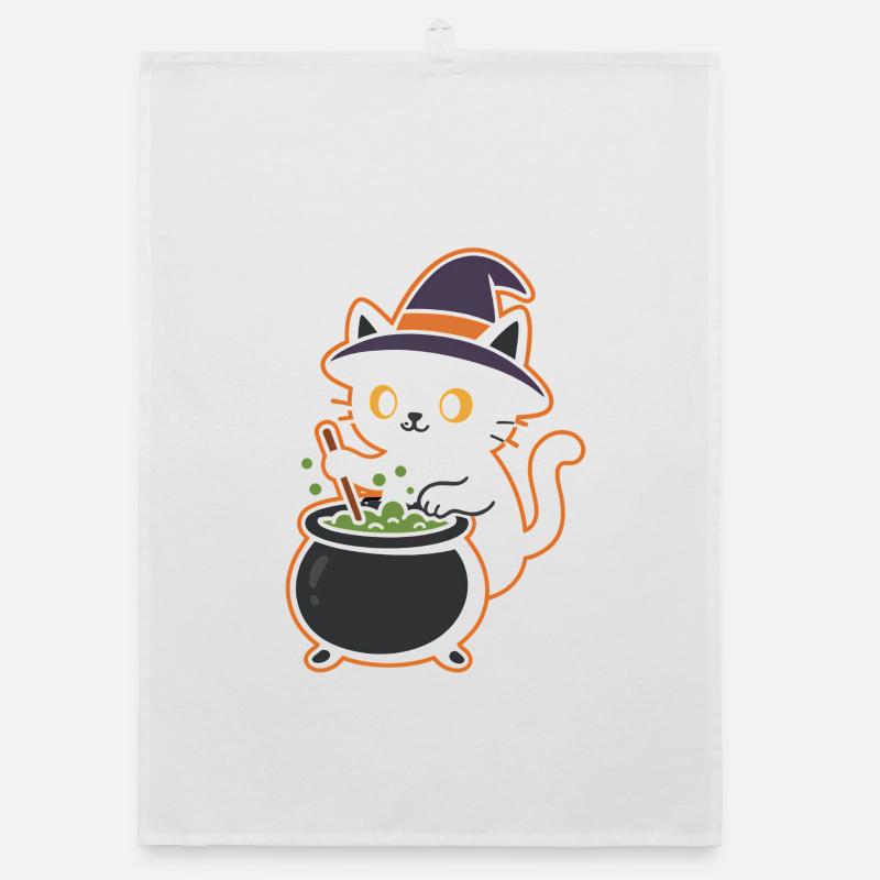 Cat Witch Potion Magic Design Organic dish towel