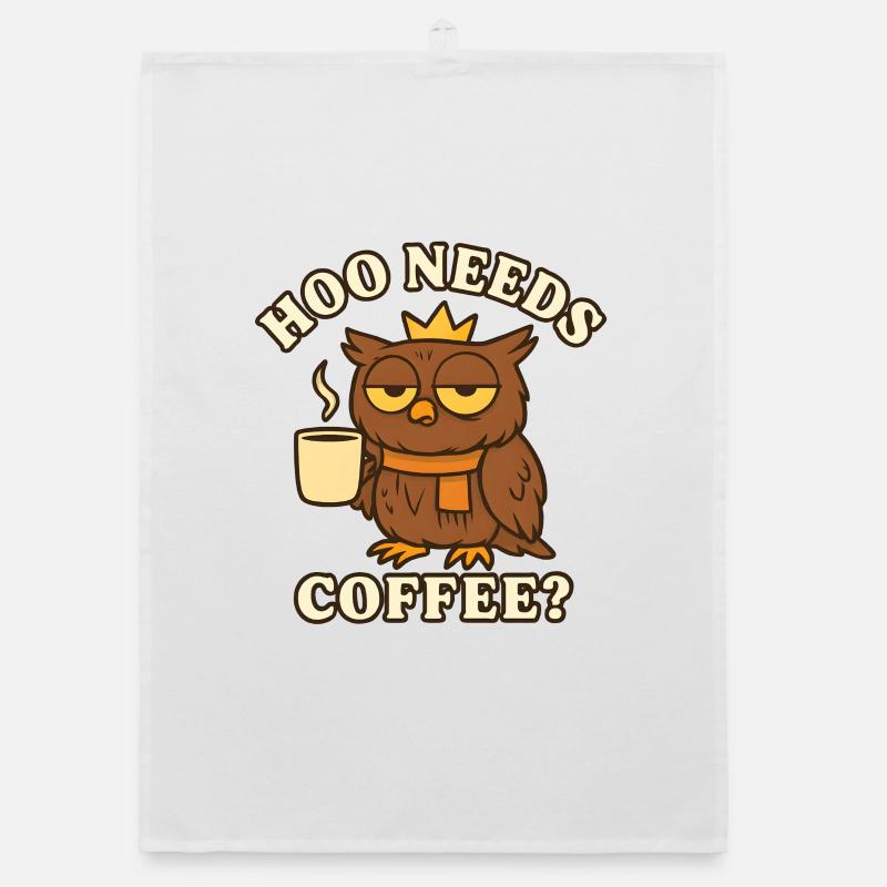 Hoo Needs Coffee? – Funny Owl Organic dish towel