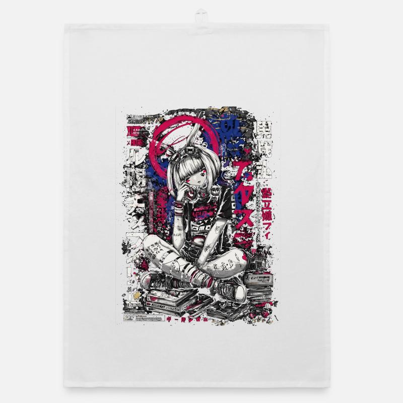 Cyberpunk Mädchen mit Graffiti-Design Organic Geschirrtuch