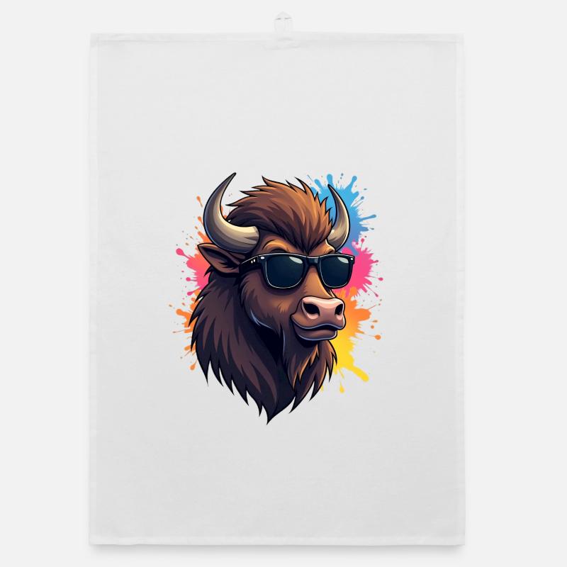 Bison cool avec des lunettes de soleil Torchon bio