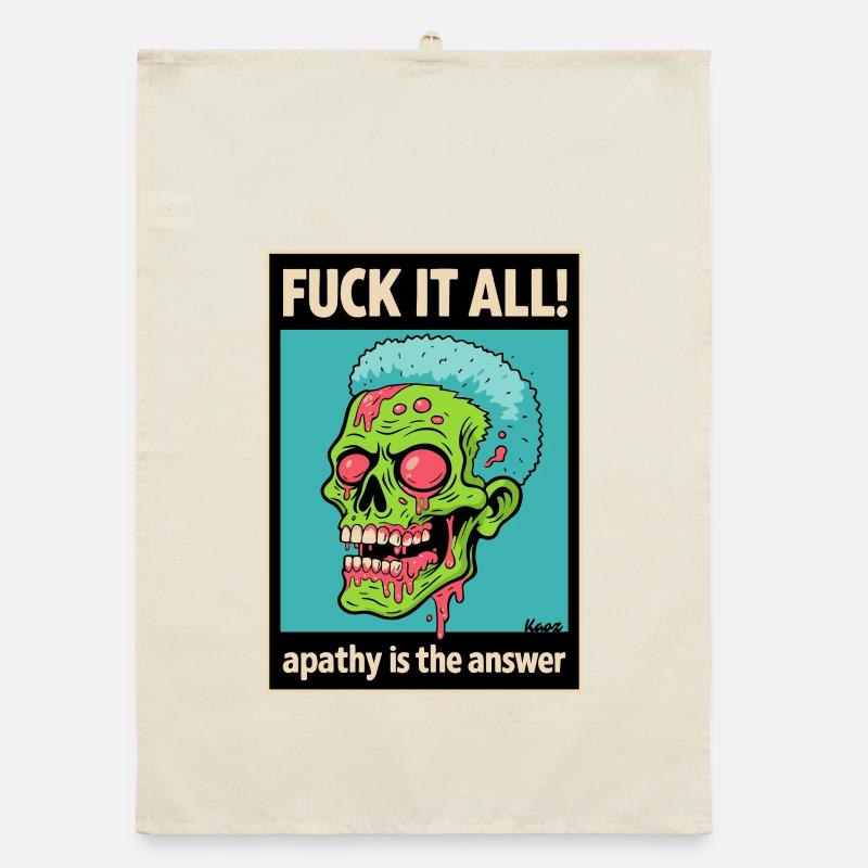 Zombie Skull with Bold Statement Organic dish towel