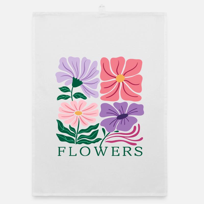 Floral Pattern with Pastel Flowers Organic dish towel