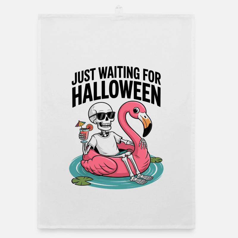 Sommerween: Wait for Halloween with Skeleton Organic dish towel