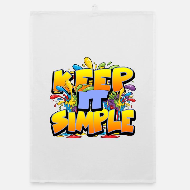 Slogan Coloré Keep It Simple - Torchon bio - blanc