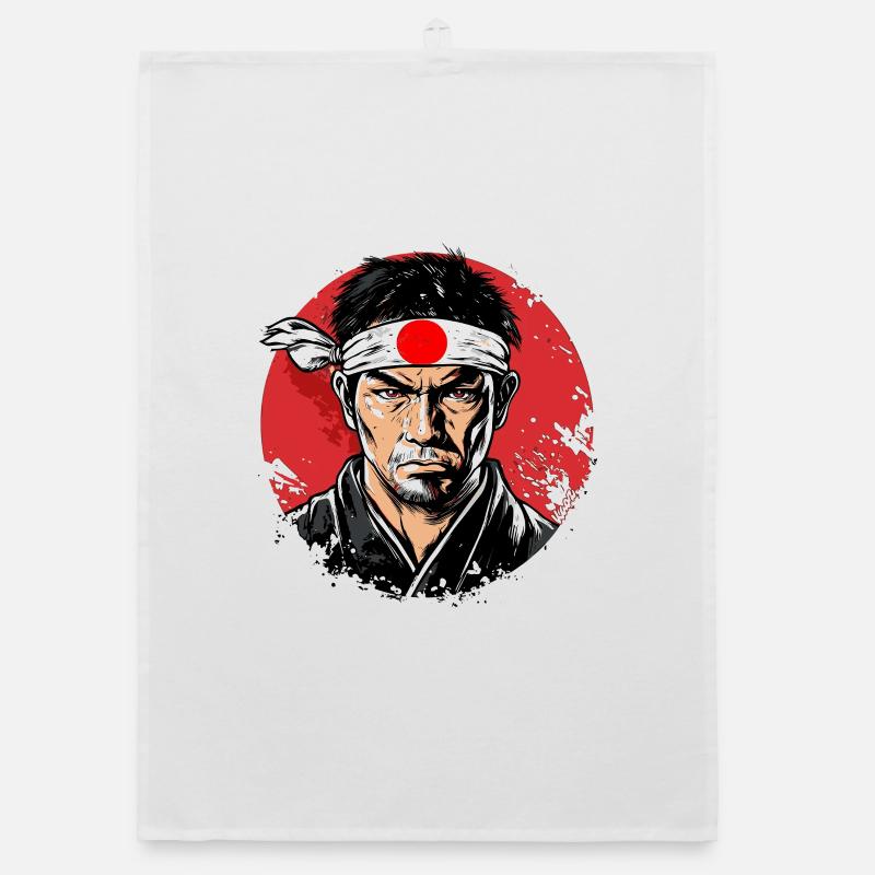 Japanese Samurai Warrior  Organic dish towel