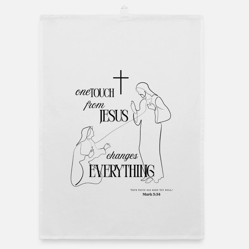One Touch from Jesus – Black | Mark 5:34 Organic dish towel