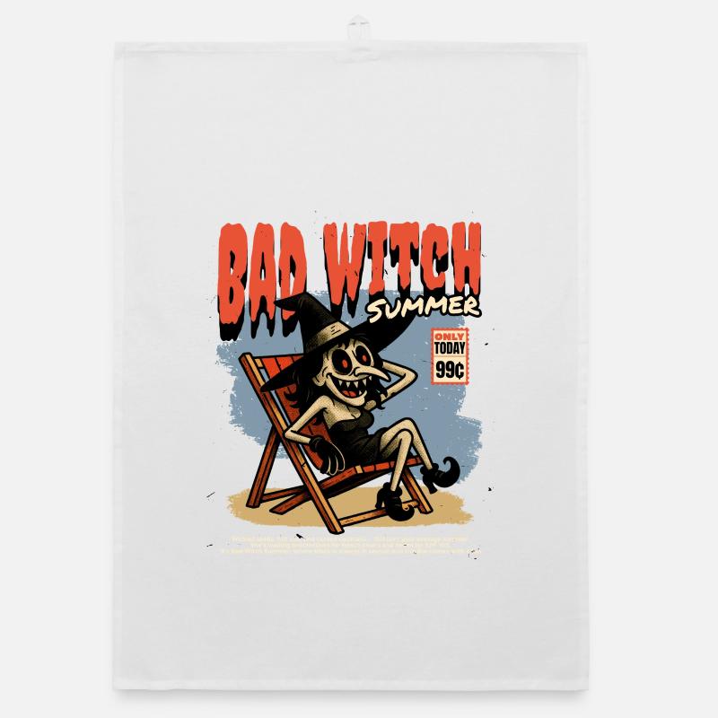 Crâne Sorcière dans Vampire d’été Torchon bio