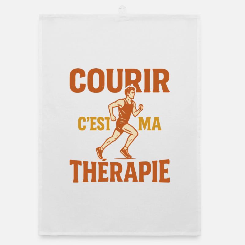 Courir C’est Ma Thérapie Running Jogging Marathon  - Torchon bio - blanc