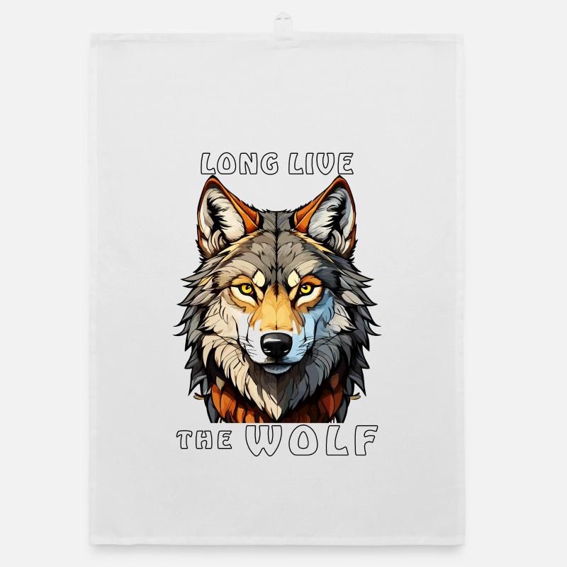 LONG LIVE THE WOLF - Organic Geschirrtuch - Weiß