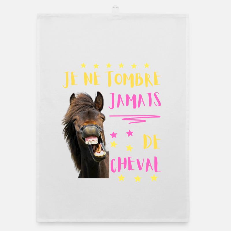 JE NE TOMBE JAMAIS DE CHEVAL Torchon bio