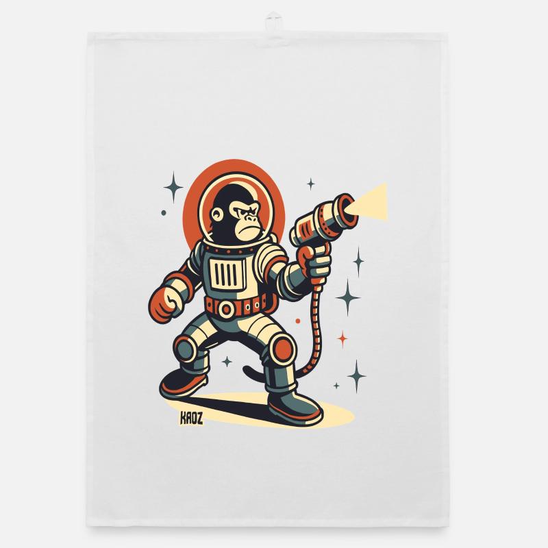 Space Monkey astronaute Blaster laser Torchon bio