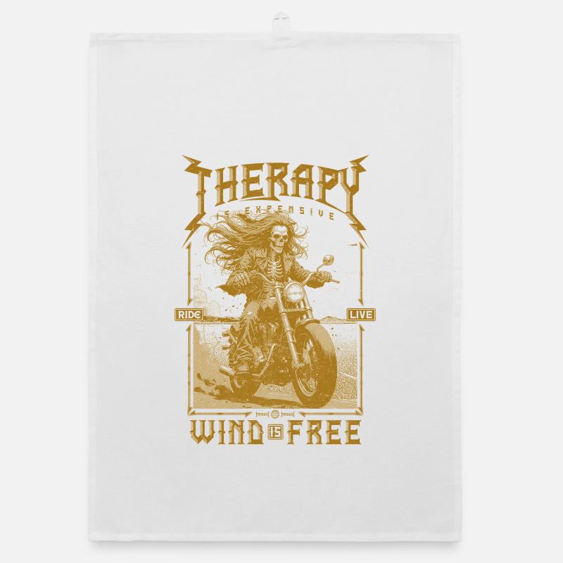 Therapy is Expensive Wind is Free Motorcycle Rider Organic dish towel
